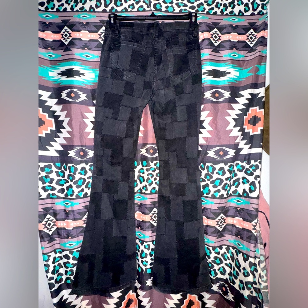RockNRoll flare patchwork denim jeans